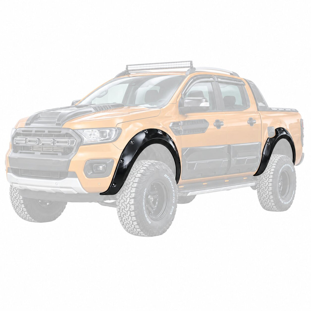 Fender Flares for Ford Ranger T6/T7/T8 (2012–2022) — 4-Piece Set — Gloss Black