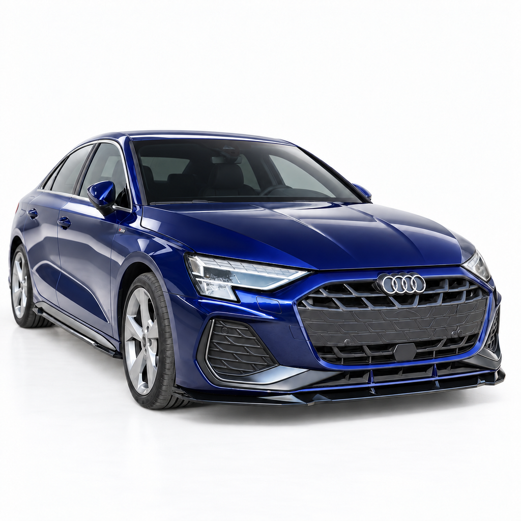 Audi A3 S-Line & S3 Sedan Front Splitter — 8Y Facelift 2024+ Gloss Black