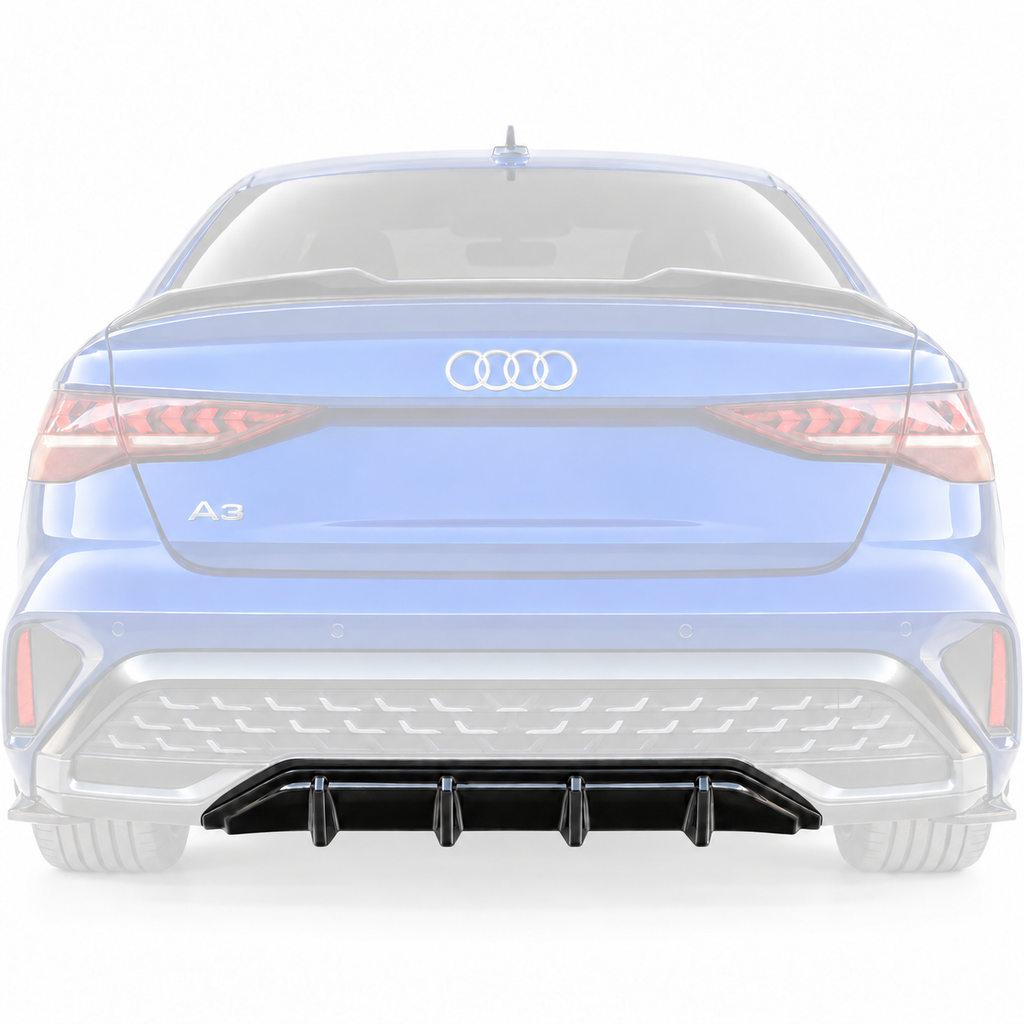 Audi A3 S-Line Sedan Rear Valance (Diffuser) — 8Y Facelift 2024+ Gloss Black