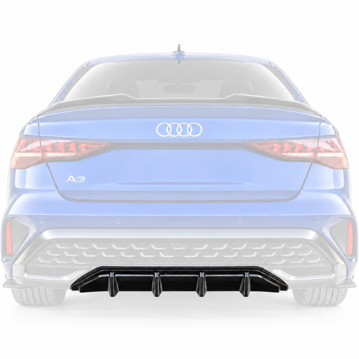 Audi A3 S-Line Sedan Rear Valance (Diffuser) — 8Y Facelift 2024+ Gloss Black