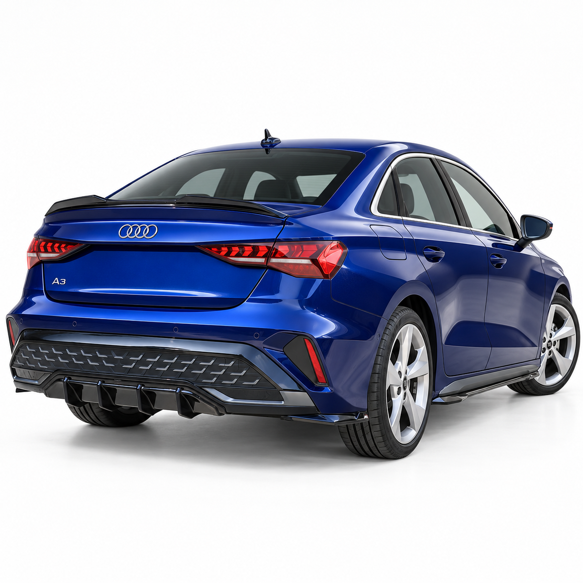 Audi A3 S-Line Sedan Rear Valance (Diffuser) — 8Y Facelift 2024+ Gloss Black