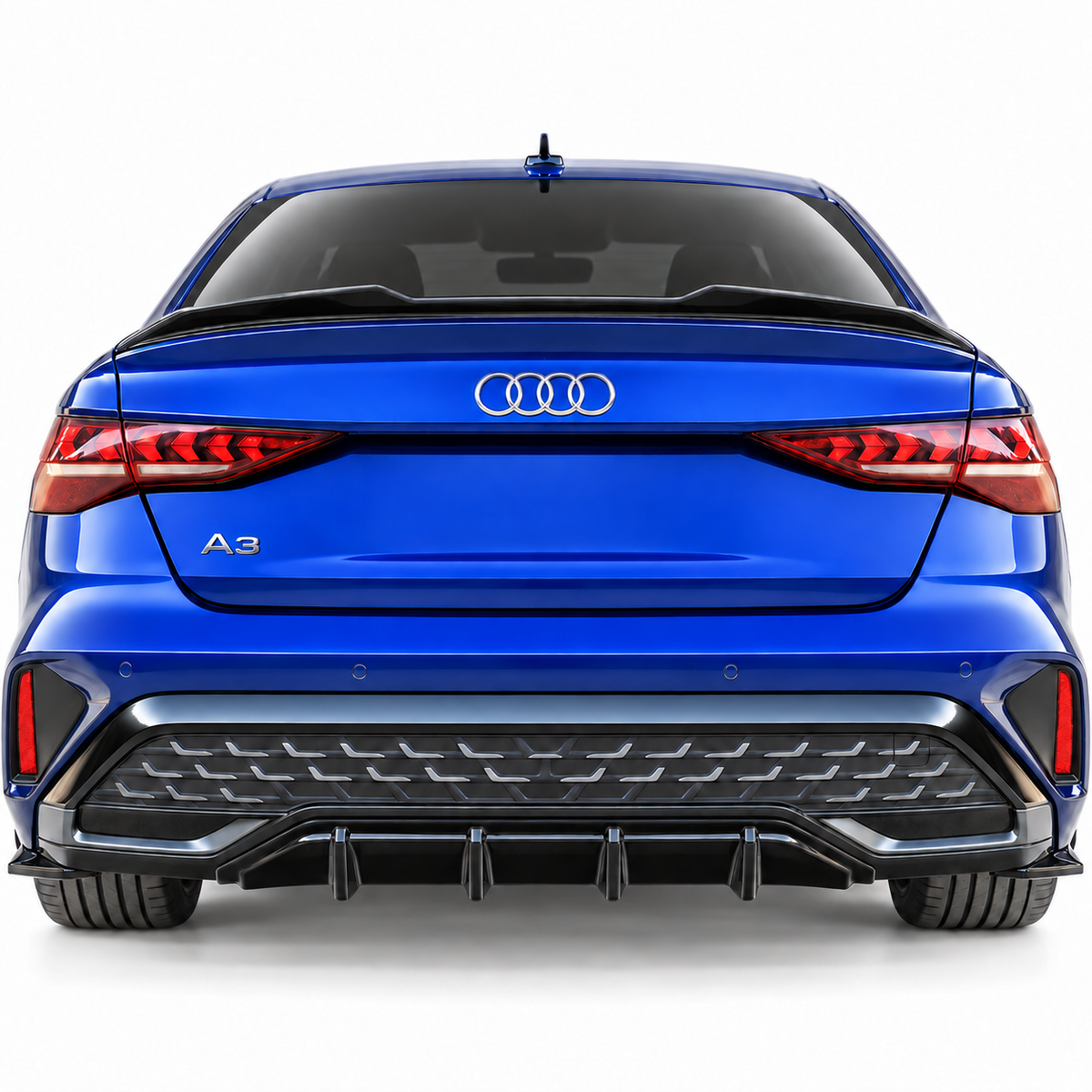 Audi A3 S-Line Sedan Rear Valance (Diffuser) — 8Y Facelift 2024+ Gloss Black