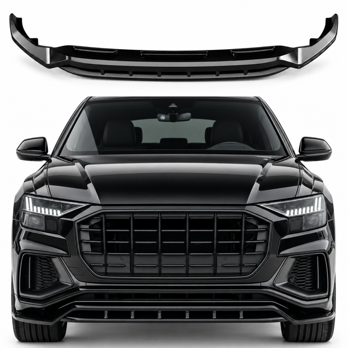 Audi Q8 S-Line & SQ8 Front Splitter — Mk1 2018–2023 Gloss Black