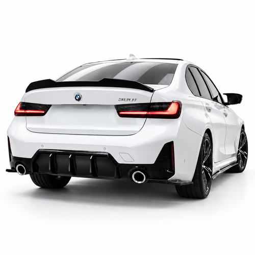 BMW 3 Series G20 / G21 M Sport Rear Valance (Diffuser) — Facelift 2022+ Gloss Black