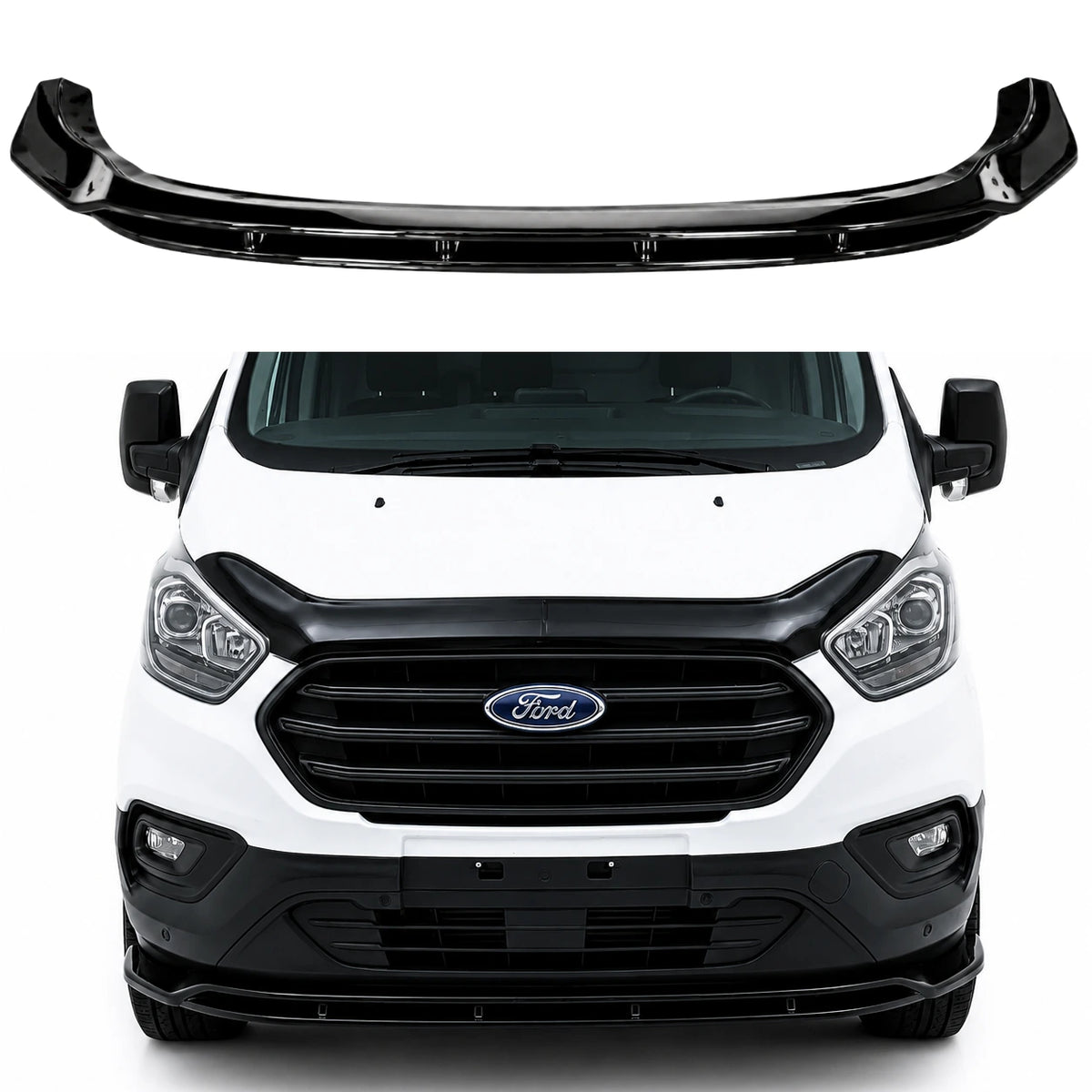 Front Splitter (2 Pcs) for FORD Transit Custom MK1 Facelift (2018–2022) — Gloss Black