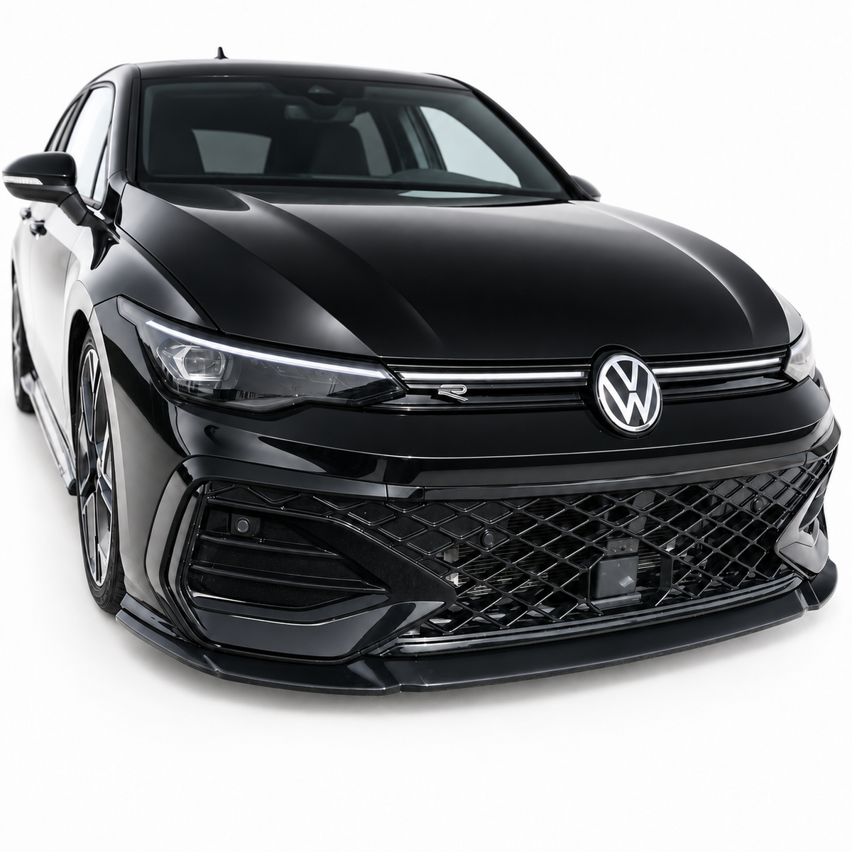 VW Golf Mk8 GTI, GTD, GTE & R-Line Front Splitter V2 — 2020–2024 Gloss Black