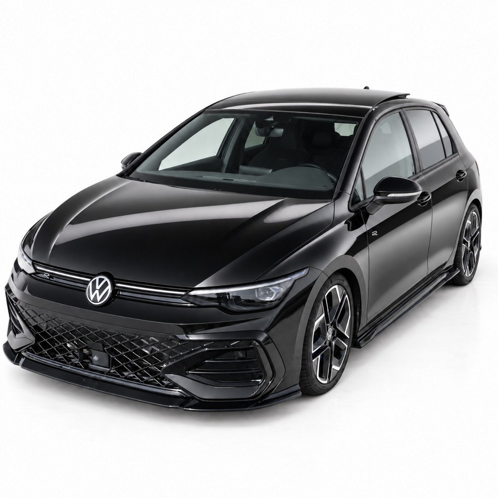 VW Golf Mk8 GTI, GTD, GTE & R-Line Front Splitter V2 — 2020–2024 Gloss Black