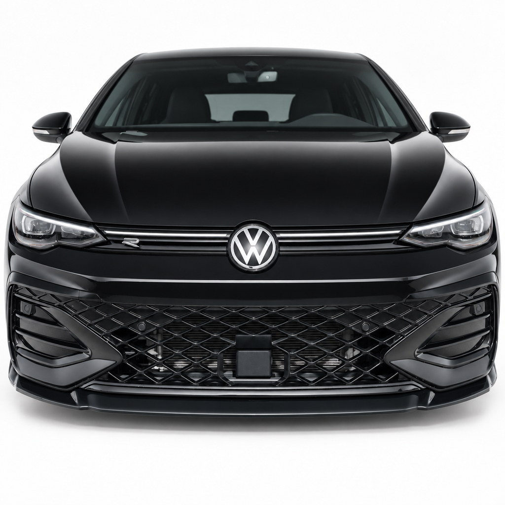 VW Golf Mk8 GTI, GTD, GTE & R-Line Front Splitter V2 — 2020–2024 Gloss Black