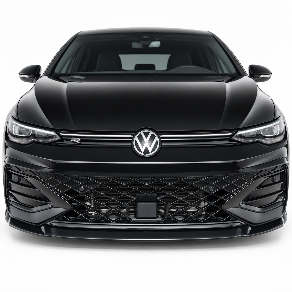 VW Golf Mk8 GTI, GTD, GTE & R-Line Front Splitter V2 — 2020–2024 Gloss Black