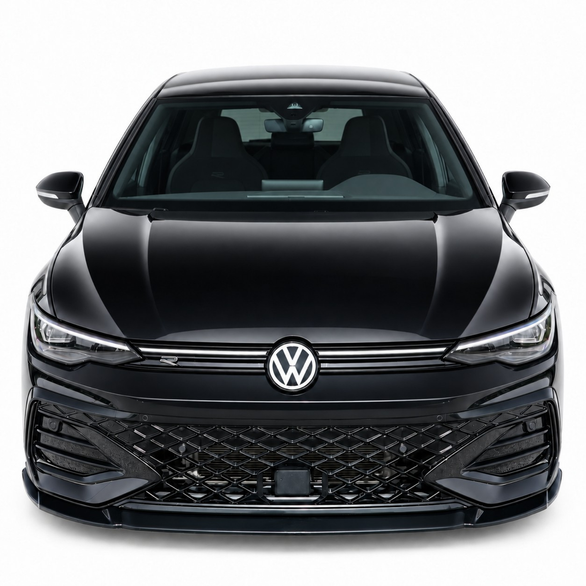 VW Golf Mk8 GTI, GTD, GTE & R-Line Front Splitter V2 — 2020–2024 Gloss Black