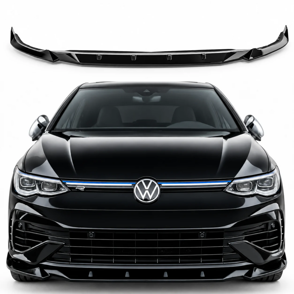 VW Golf R Mk8 Front Splitter — 2020–2024 Gloss Black