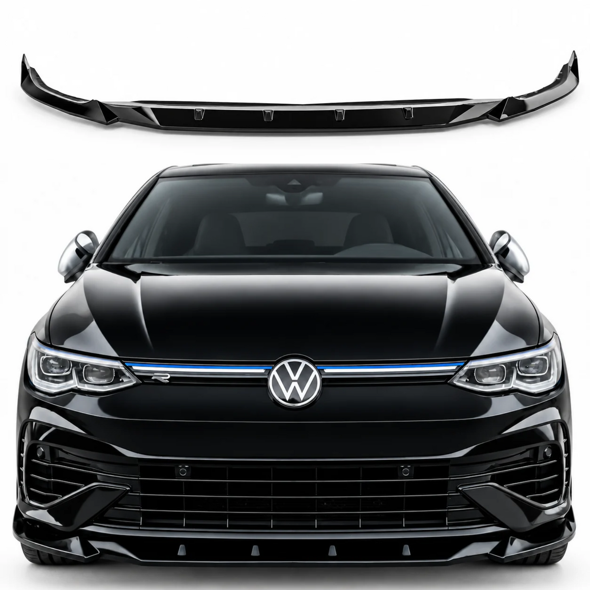 VW Golf R Mk8 Front Splitter — 2020–2024 Gloss Black